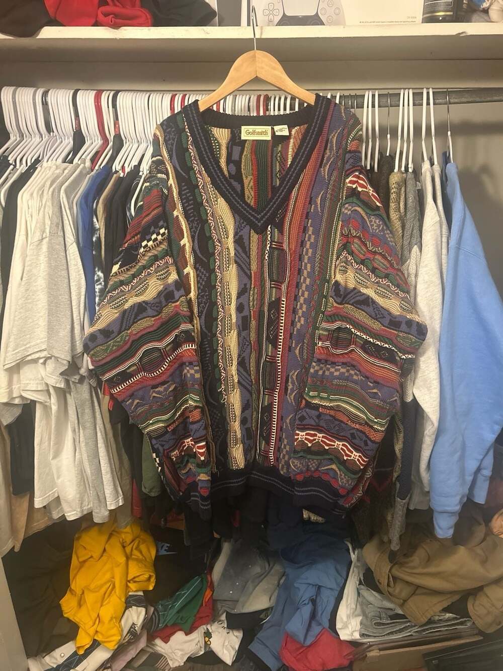 Vintage 90s Golfsmith Coogi Style 3D Knit V-Neck Sweater XXL